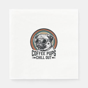 Kaffee-Hund-Shirt Retro Chill Pug Grafik_1 Serviette