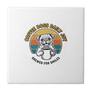 Kaffee-Hund-Shirt Vintage graviertes Pup-Mug-Desig Fliese