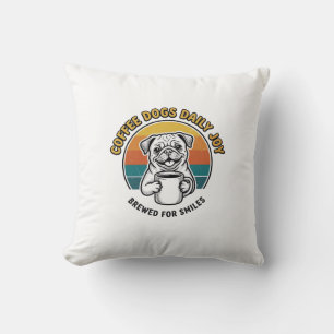 Kaffee-Hund-Shirt Vintage graviertes Pup-Mug-Desig Kissen