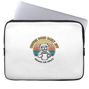 Kaffee-Hund-Shirt Vintage graviertes Pup-Mug-Desig Laptopschutzhülle
