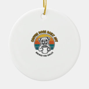 Kaffee-Hund-Shirt Vintage graviertes Pup-Tasse Des Keramik Ornament