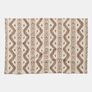 Kaffee-Ikat, cremefarbene gewebte Streifen Geschirrtuch