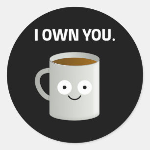 Kaffee im eigenen Koffein Addict Ironic Funny Des Runder Aufkleber