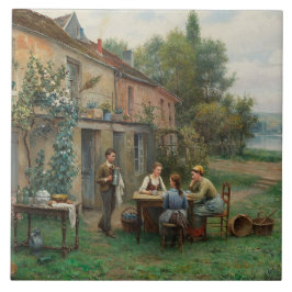 Kaffee im Garten trinken (Französische Landschaft) Fliese