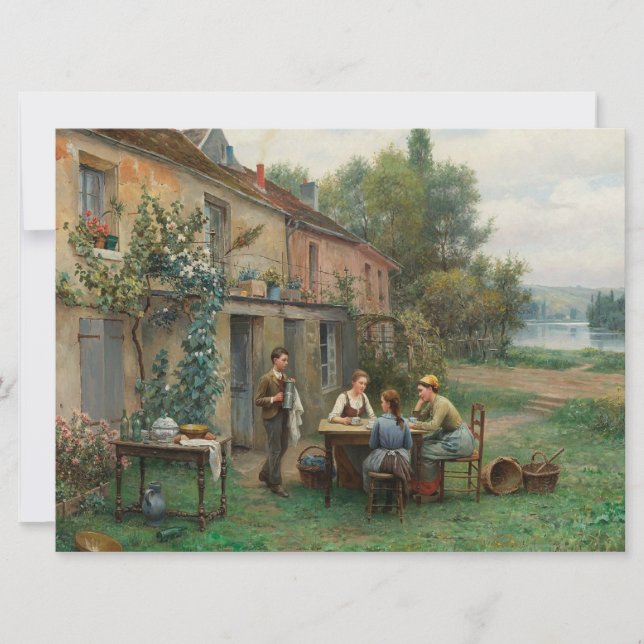 Kaffee im Garten trinken (Französische Landschaft) Karte (Vorderseite)