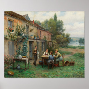 Kaffee im Garten trinken (Französische Landschaft) Poster