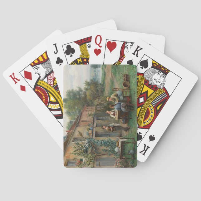 Kaffee im Garten trinken (Französische Landschaft) Spielkarten (Rückseite)