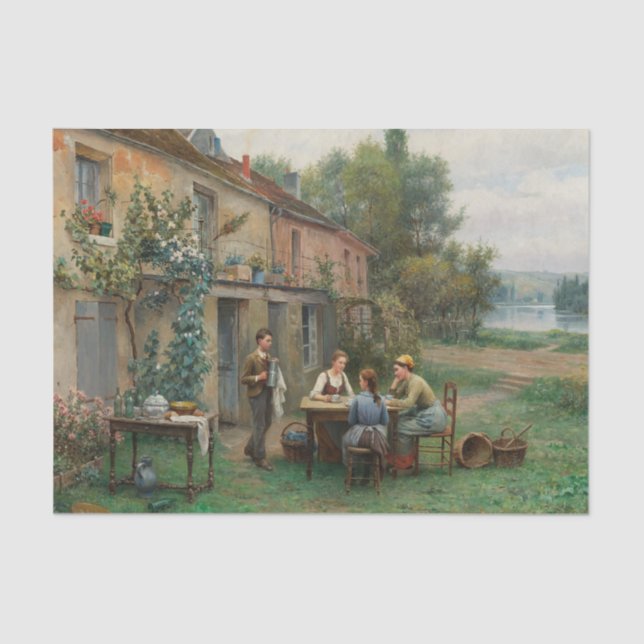 Kaffee im Garten von Daniel Ridgway Knight Seidenpapier (Vorderseite)