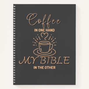 Kaffee in der einen Hand meine Bibel in der andere Notizbuch