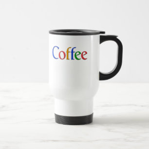 Kaffee in der Google-Schriftartreise-Tasse Reisebecher