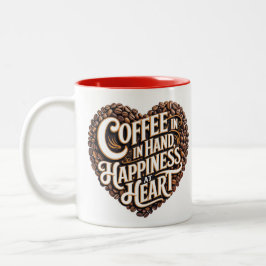 Kaffee in der Hand, Glück im Herzen - Kaffee Lover Zweifarbige Tasse