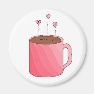 Kaffee in einem Hübschen Pink-Cup Magnet