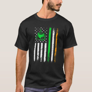 Kaffee Irish American Flag St Patrick's Day Men W T-Shirt