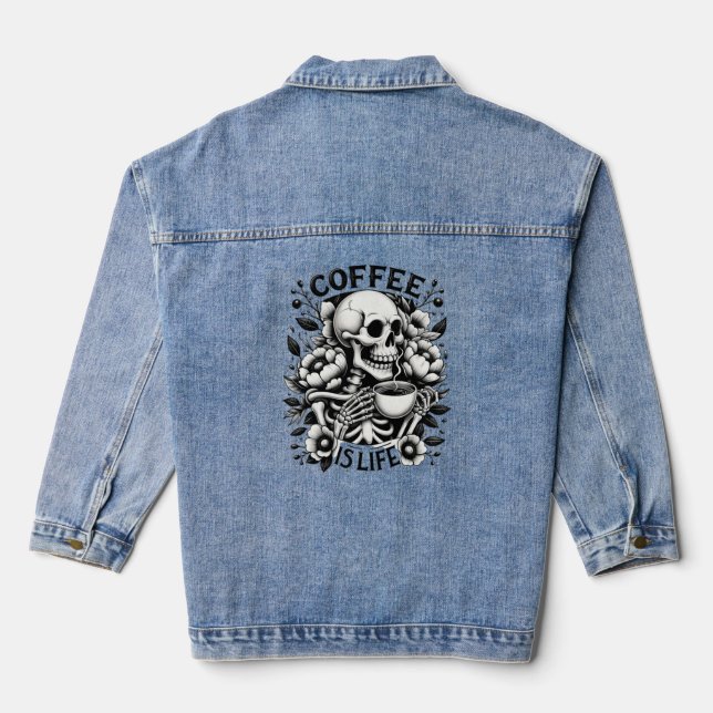 Kaffee ist das Leben Jeansjacke (Rückseite)