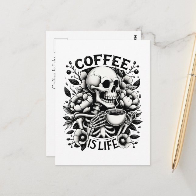 Kaffee ist das Leben Postkarte (Vorderseite/Rückseite Beispiel)