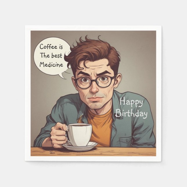 Kaffee ist die beste Medizin Serviette (Vorderseite)