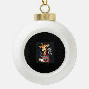 Kaffee ist für den müden, lustigen Giraffe-Kaffee- Keramik Kugel-Ornament