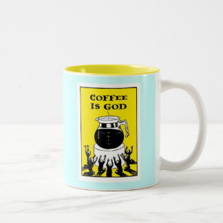 Kaffee ist Gott Zweifarbige Tasse