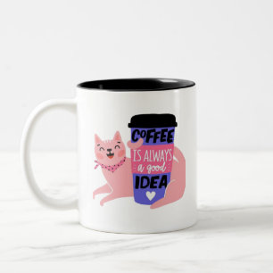Kaffee ist immer gut zweifarbige tasse