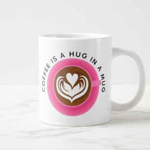Kaffee ist in einer Tasse umarmt, rosa