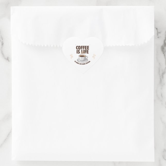 Kaffee Ist Leben Zitat Design Herz-Aufkleber (Tasche)