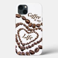 Kaffee ist mein Leben mit Kaffeebohnen als Herz