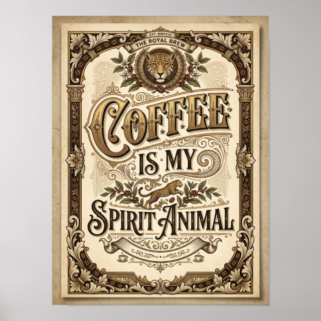 Kaffee ist mein Seelentier Poster (Vorne)