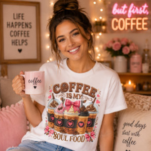 Kaffee ist mein Soul Food Lustiger Iced Mocha T-Shirt