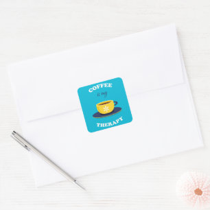 Kaffee ist mein Therapieaufkleber Quadratischer Aufkleber