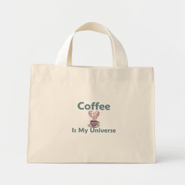 Kaffee ist mein Universum Mini Stoffbeutel (Vorne)