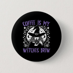 Kaffee ist meine Hexen Brew Retro Halloween Br Button