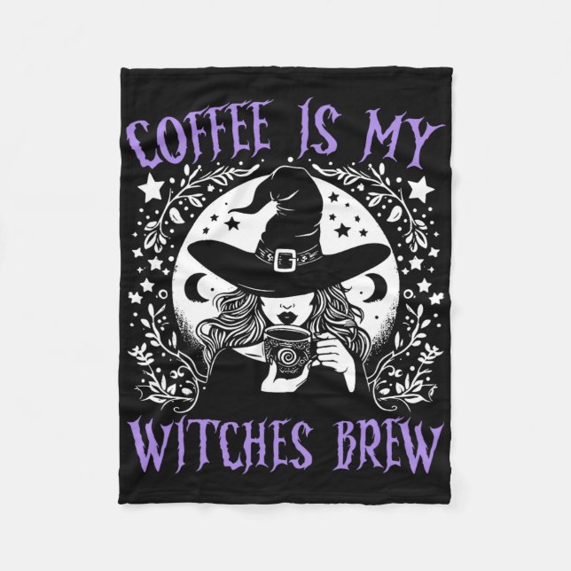 Kaffee ist meine Hexen Brew Retro Halloween Br Fleecedecke (Vorderseite)