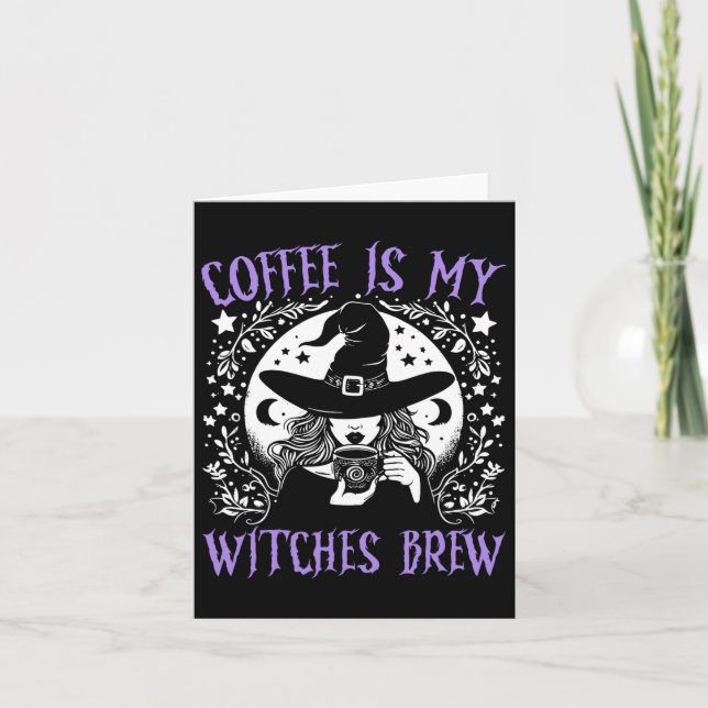 Kaffee ist meine Hexen Brew Retro Halloween Br Karte (Vorderseite)