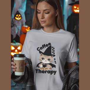Kaffee ist meine Therapie lustiges Halloween T-Shirt