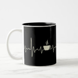 Kaffee-Junkie-Espresso-Design mit Herzschlag Zweifarbige Tasse