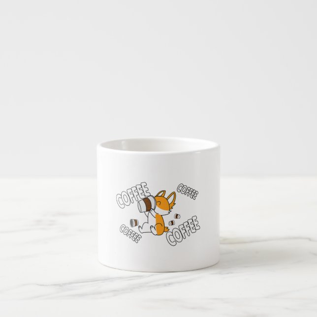 Kaffee Kaffee Kaffee Corgi Premium Espressotasse (Vorderseite)