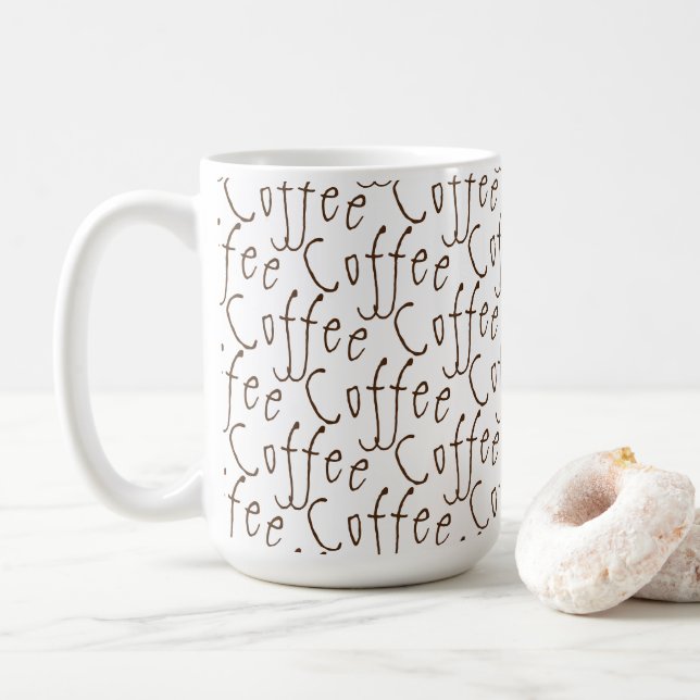 Kaffee Kaffee Kaffee Zitat Brown Text Kaffeetasse (Mit Donut)