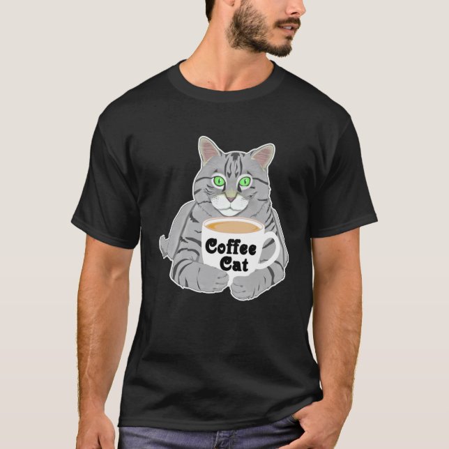 Kaffee  Kaffee Katze Kaffeetrinker Süße Katze T-Shirt (Vorderseite)