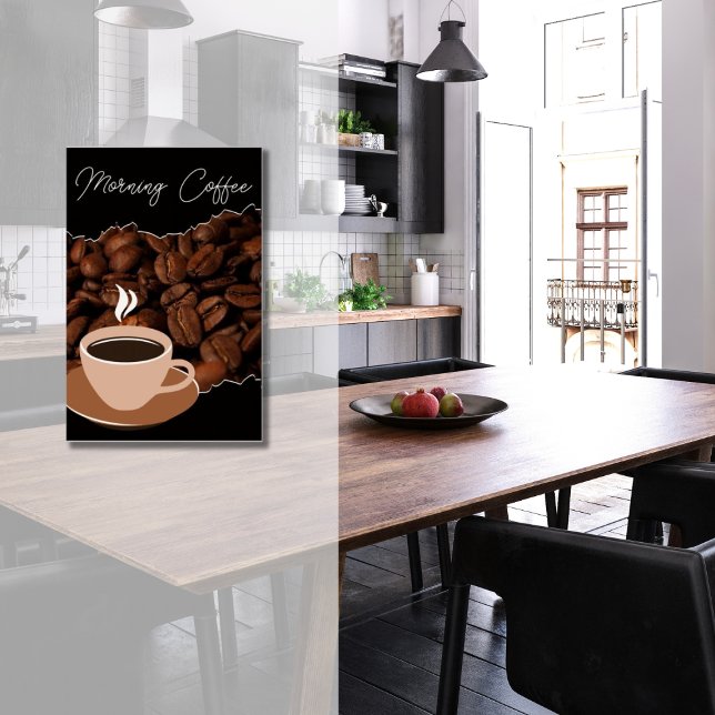 Kaffee, Kaffeebohnen und Kaffee-Cup Poster (Morning Coffee, Coffee Beans and Coffee Cup Poster)