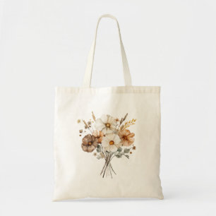 Kaffee-Kakao-Braun-Creme-Blumen Tragetasche