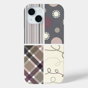 Kaffee Karo Kariert Dots Scribbles Stripes Muster Case-Mate iPhone Hülle
