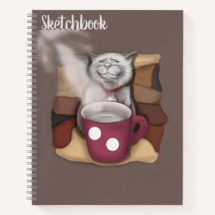 Kaffee Katze mit einer Tasse auf Kissen Kaffee Kar Notizbuch