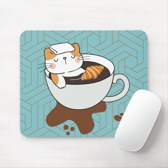 	 Kaffee Katze Mousepad (Mit Mouse)