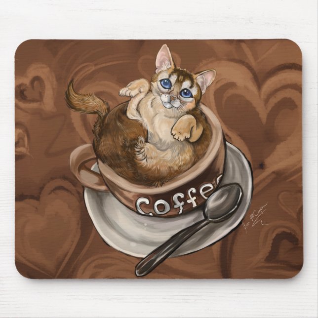 Kaffee-Katze Mousepad (Vorne)