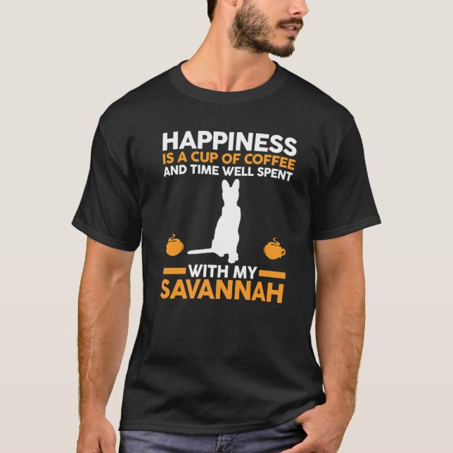 Kaffee Katze Savannah T-Shirt (Vorderseite)