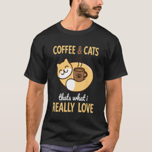 Kaffee & Katzen Lustige Katze T-Shirt