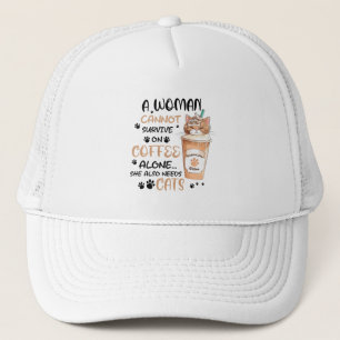 Kaffee & Katzen - Niedliche Kawaii Kunst Truckerkappe