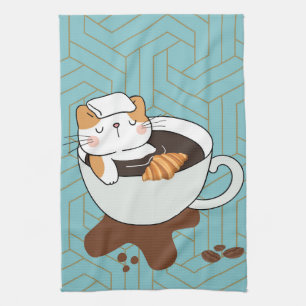 Kaffee-Katzen-Spa Geschirrtuch