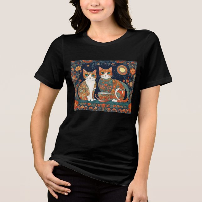 Kaffee-Katzen Tri-Blend-Shirt  Tri-Blend Shirt (Vorderseite)
