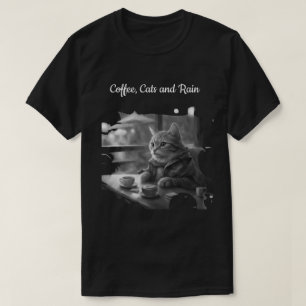 Kaffee Katzen und Regen Café Katze T-Shirt